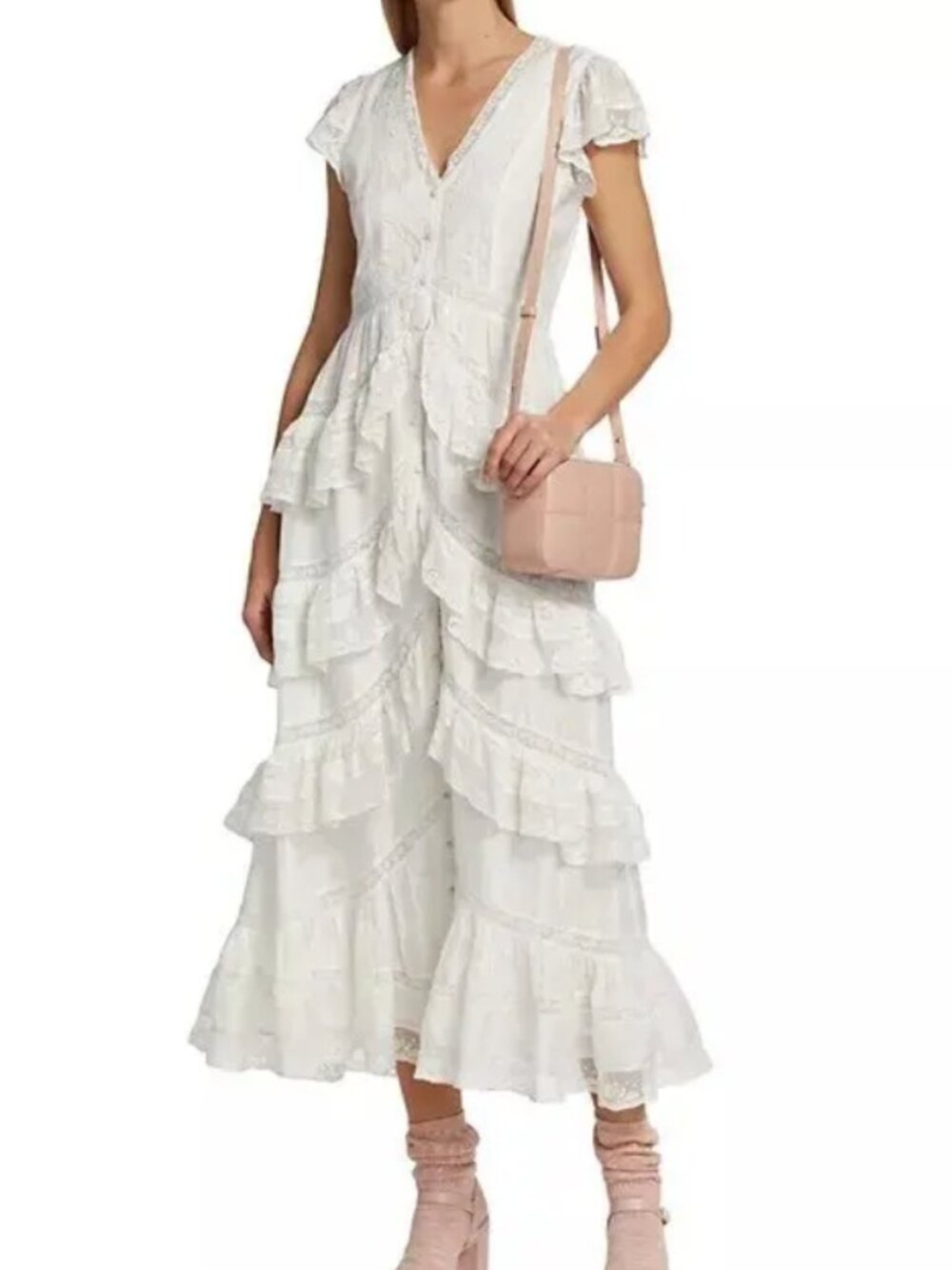LoveShackFancy Women's Brisbane Tiered Silk Maxi Dress